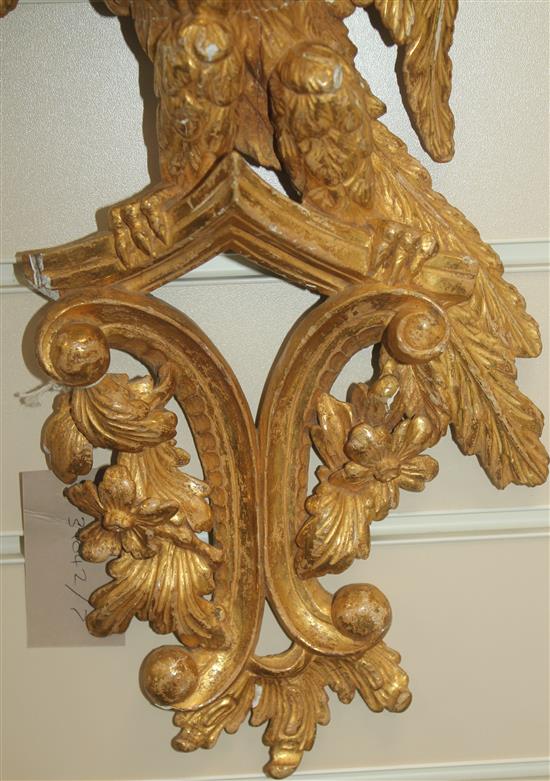 A pair of 19th century carved giltwood wall brackets, 17in.